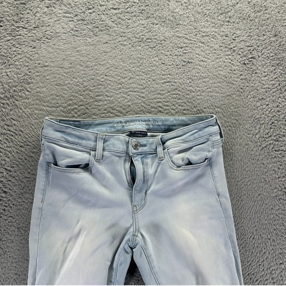 American Eagle Outfitters 360 Jeans Womens 12 Blue Denim Jegging Faded Stretch - Picture 2 of 12